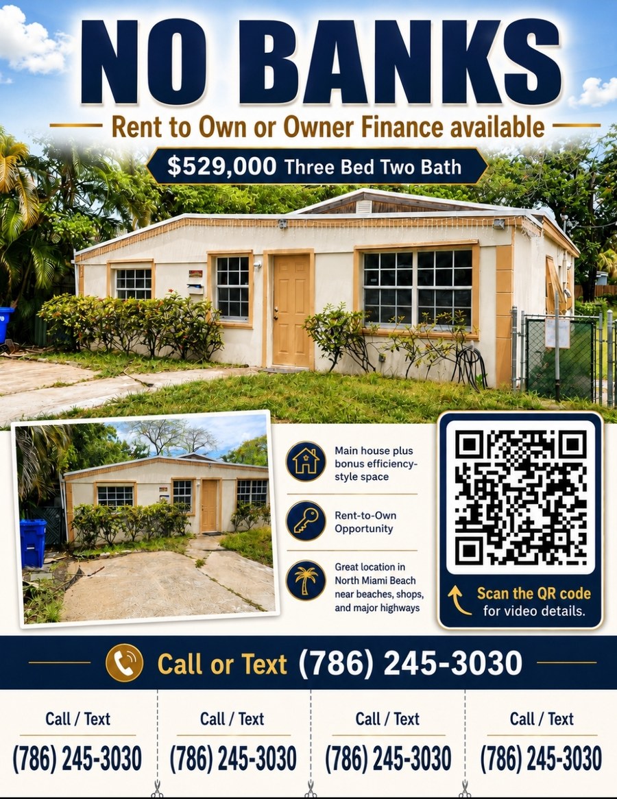 Original 2063 NE 173rd Street no banks flyer